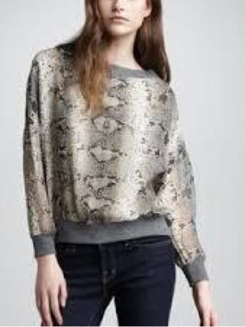 Elizabeth and James Sheer Silk Python Snake  Print Pullover Top Women’s Medium